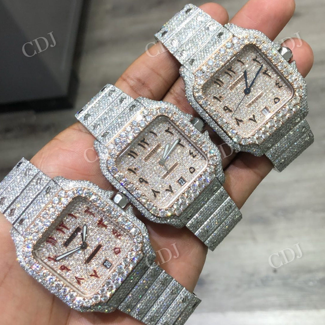 41MM Fully Iced Out Arabic Dial Hip Hop Watches  customdiamjewel   