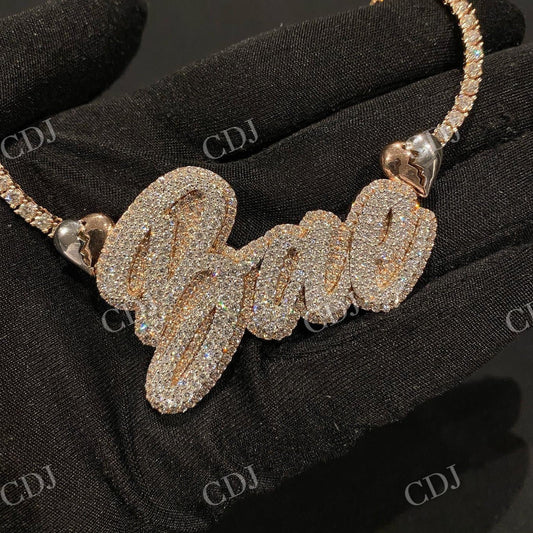 Two Tone Iced Out Diamond Custom Name Hip Hop pendant  customdiamjewel   