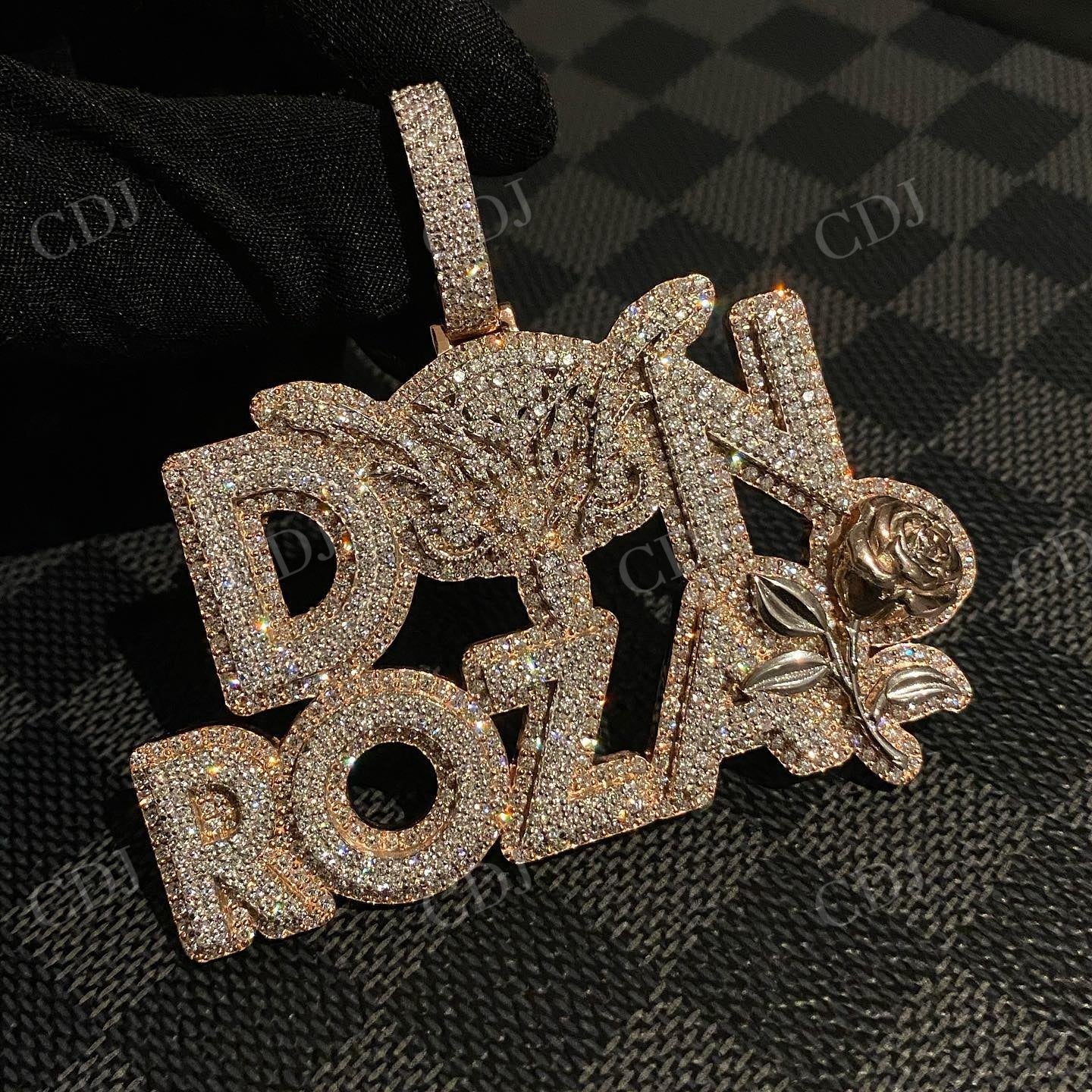 Iced Out Don Roza Initial Name Moissanite Diamond Pendant  customdiamjewel   