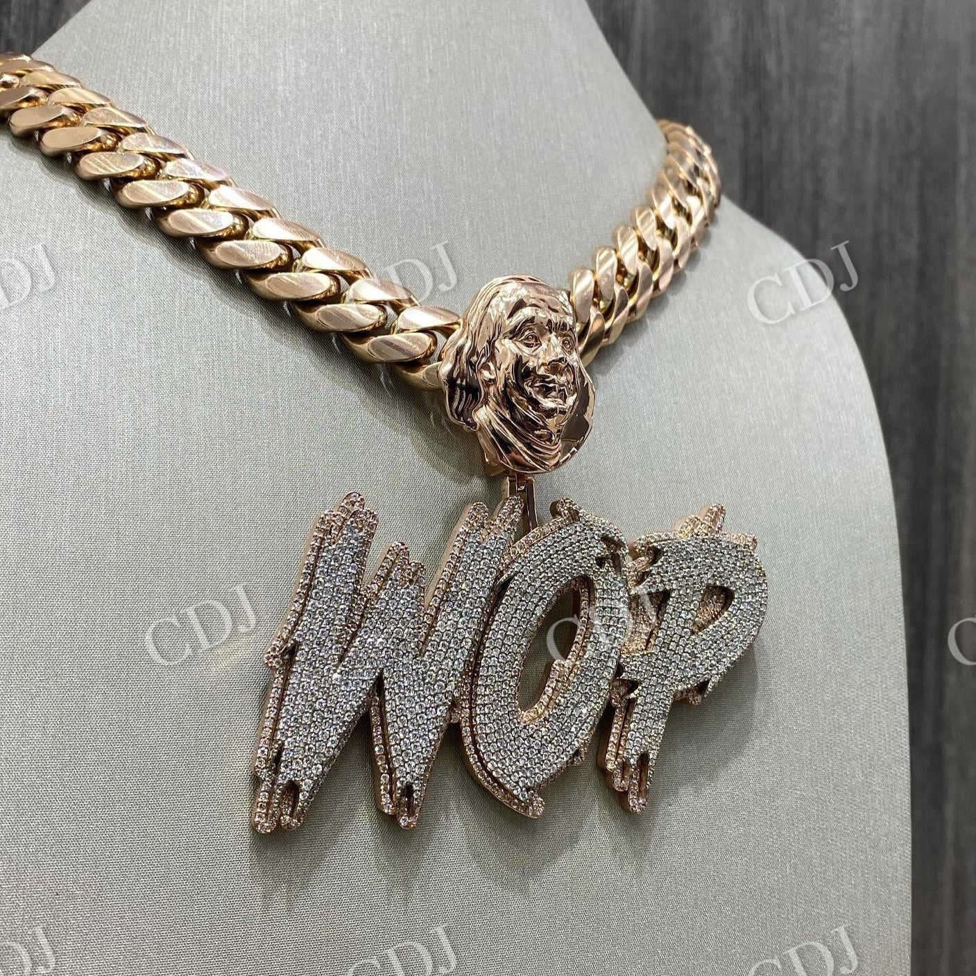 Fashion WOP Letter Iced Out Moissanite Diamond Pendant  customdiamjewel   