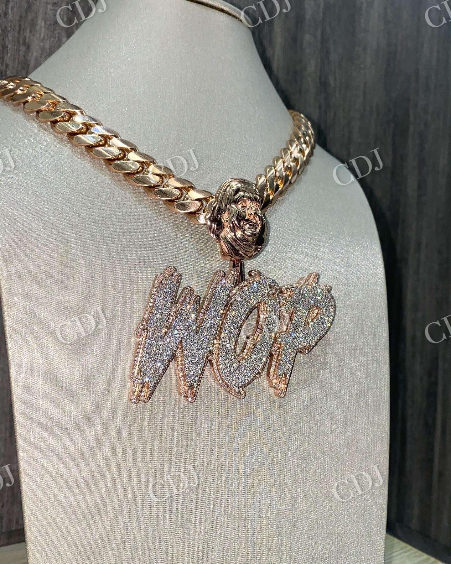 Fashion WOP Letter Iced Out Moissanite Diamond Pendant  customdiamjewel   