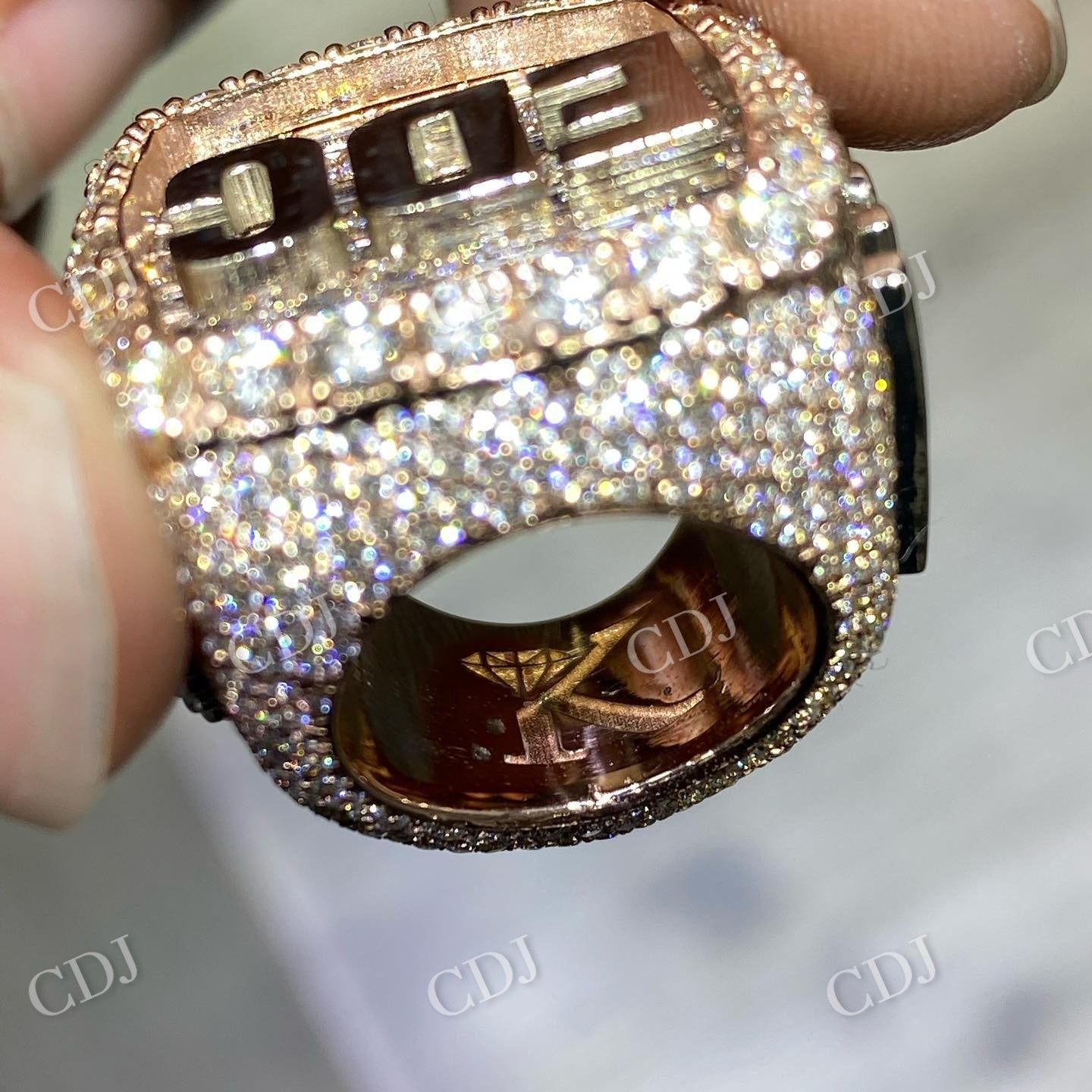 Custom Name EDC Letter Iced Out Moissanite Diamond Silver Hip Hop Ring  customdiamjewel   