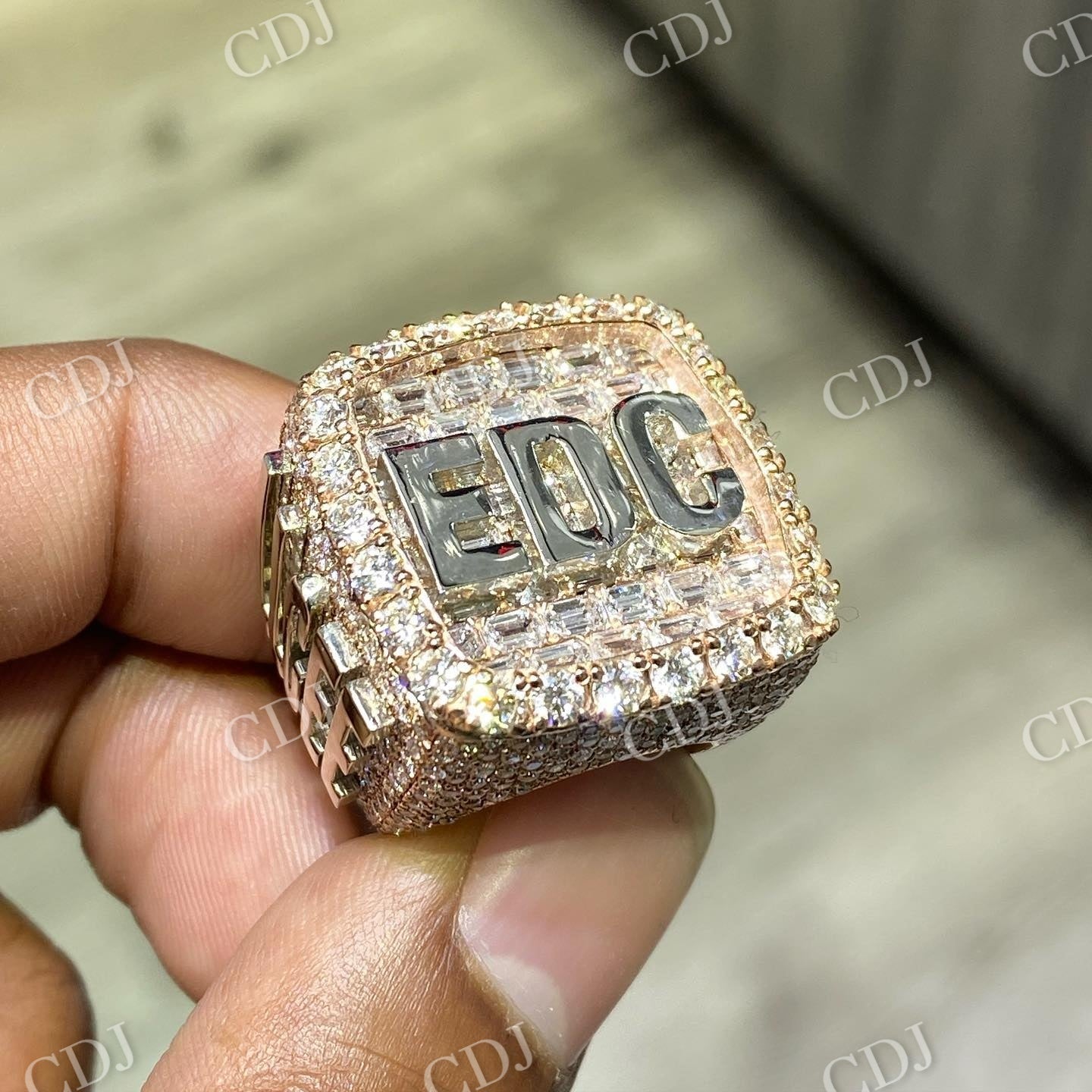 Custom Name EDC Letter Iced Out Moissanite Diamond Silver Hip Hop Ring  customdiamjewel   