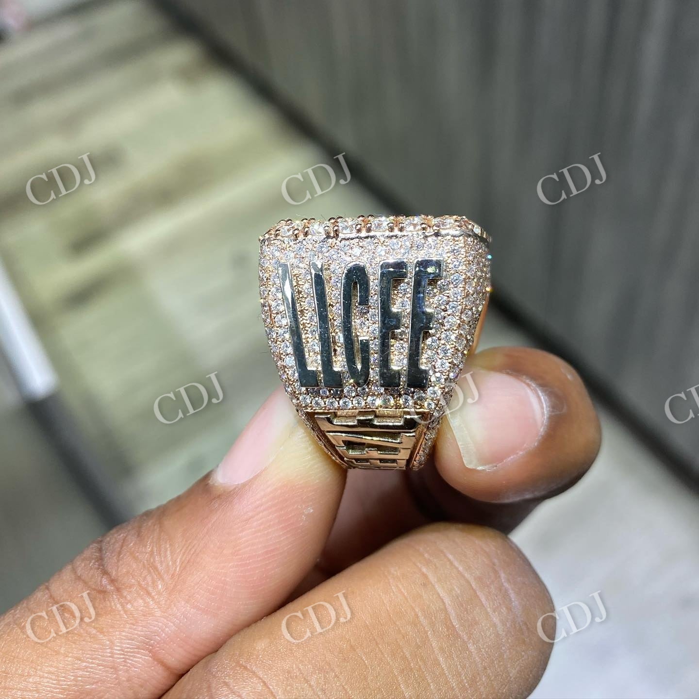 Custom Name EDC Letter Iced Out Moissanite Diamond Silver Hip Hop Ring  customdiamjewel   