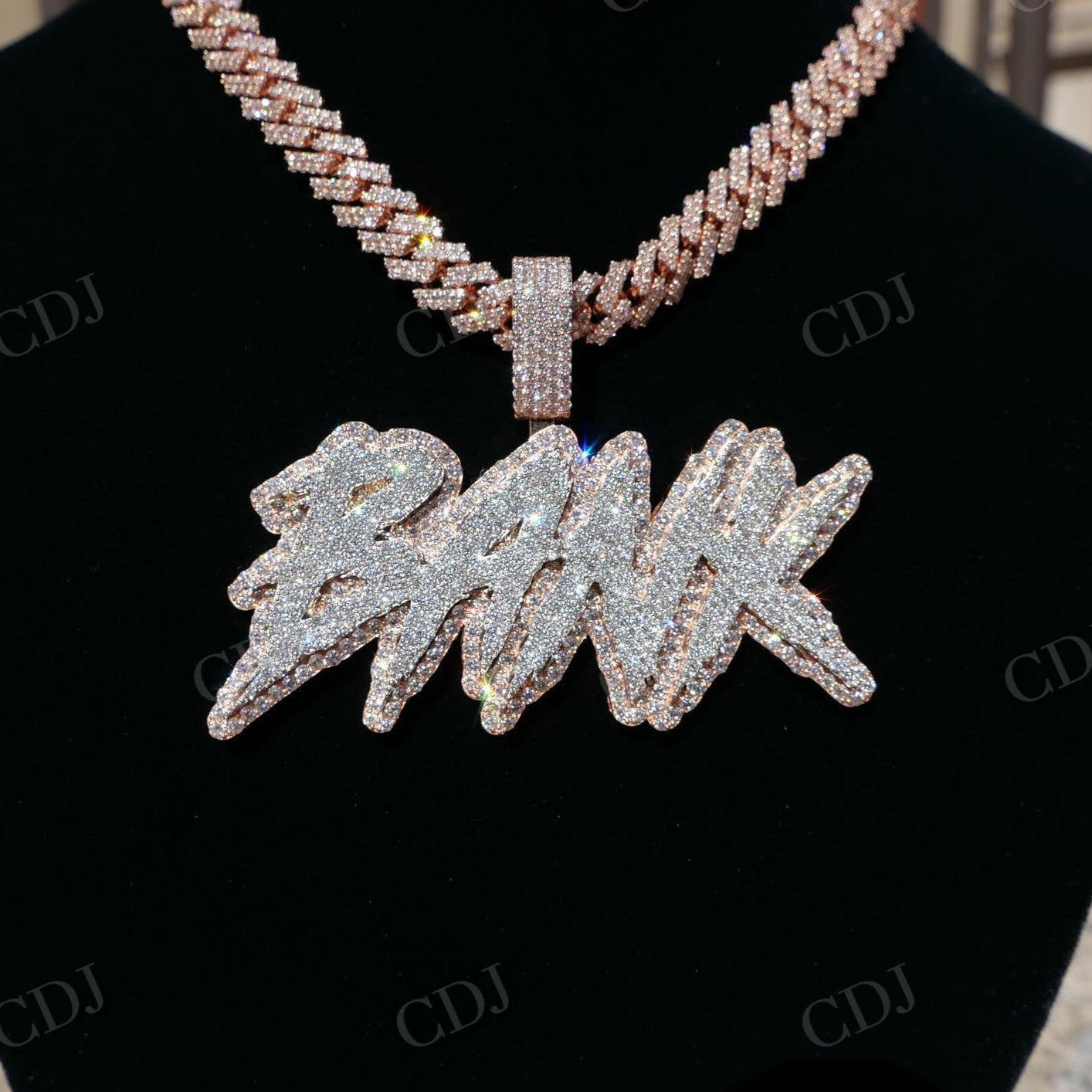 Bank letter Iced Out Two Tone Diamond Hip Hop Pendant  customdiamjewel   