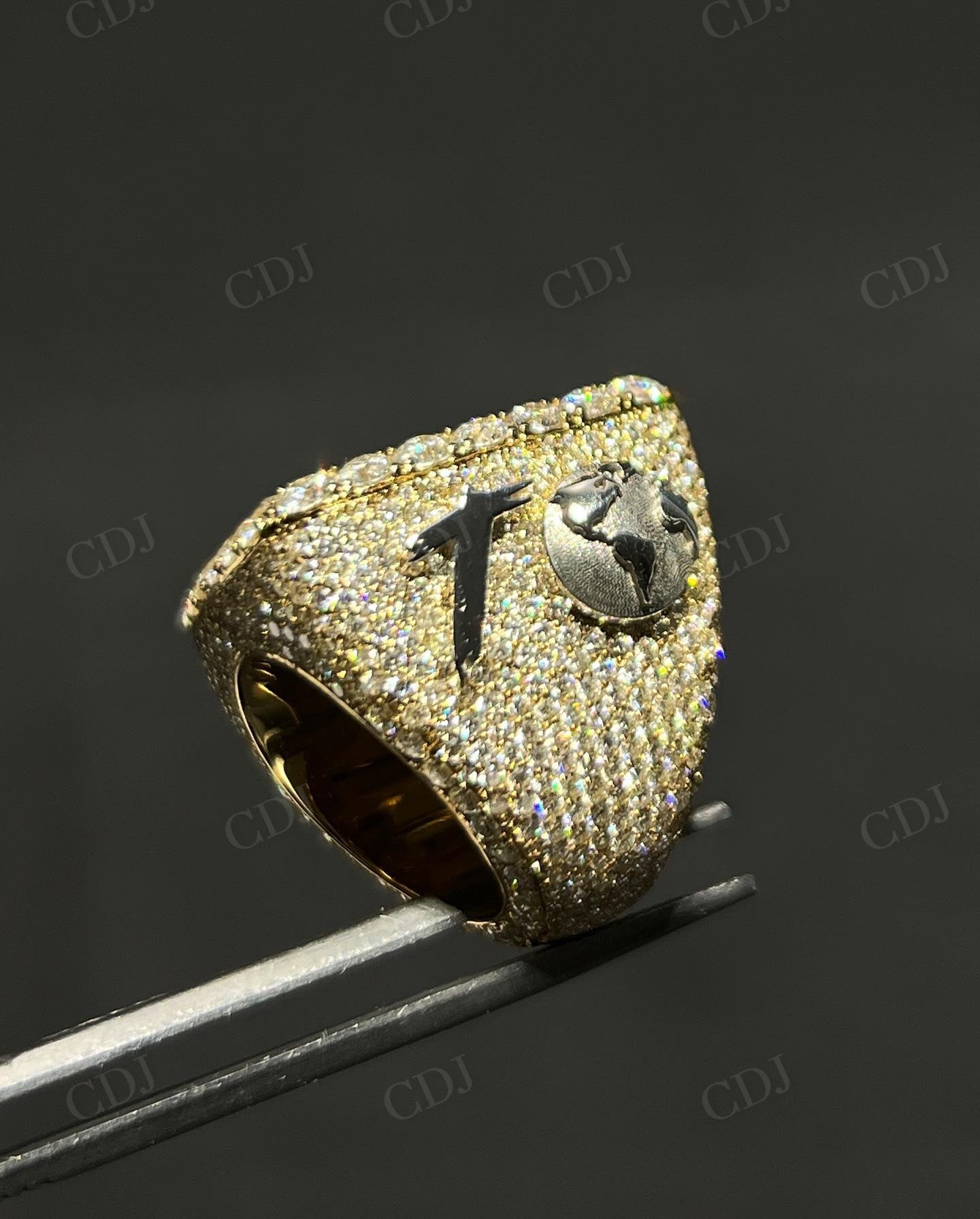 "LLTJ" Letter Sterling Silver Moissanite Square Iced Out Hip Hop Ring  customdiamjewel   