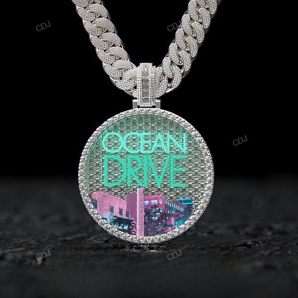 Ocean Drive Ice Out Sterling Silver Necklace hip hop jewelry CustomDiamJewel   