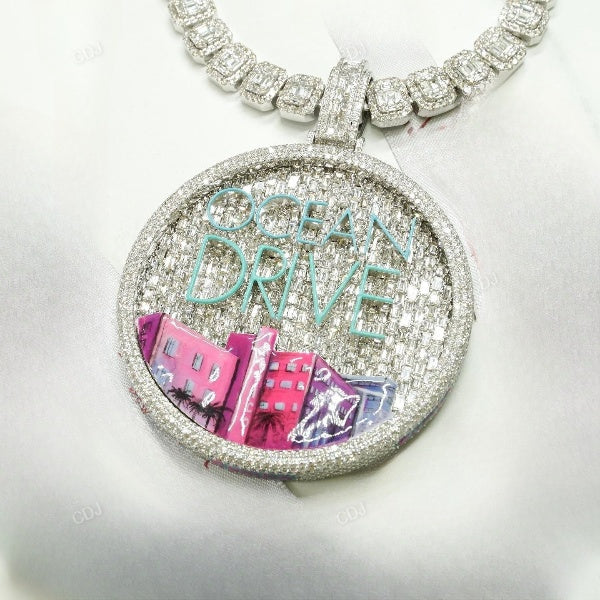 Ocean Drive Ice Out Sterling Silver Necklace hip hop jewelry CustomDiamJewel   