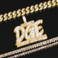 Fully Iced Out Gold Plated DGE Letter Custom Pendant customdiamjewel