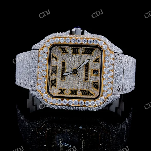 Wholesale High Quality Fully Diamond Hip Hop Color Gold Watch Men Luxury Watches  customdiamjewel   