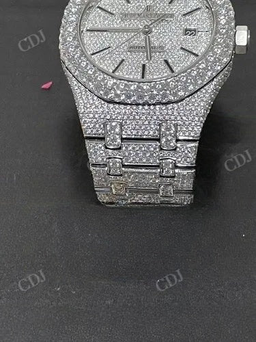 Stainless Steel Wrist Watch Audemars Piguet Certified 25 to 27 Carat Round Moissanite Watch  customdiamjewel   