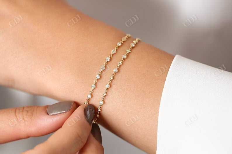 Natural diamond 14k Solid Gold Dainty Milgrain Bracelet  customdiamjewel   