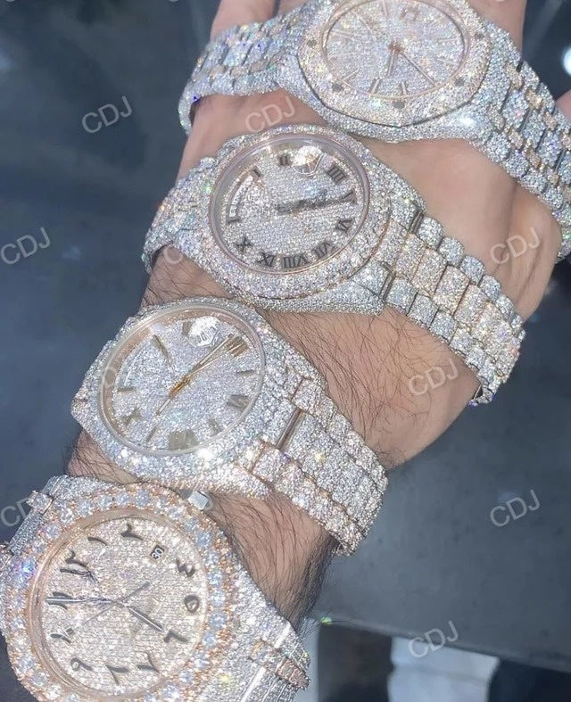 Sale Lab Grown Diamond Hip Hop Fully Iced Out Diamond Watches For Men Elegance Watches  customdiamjewel   