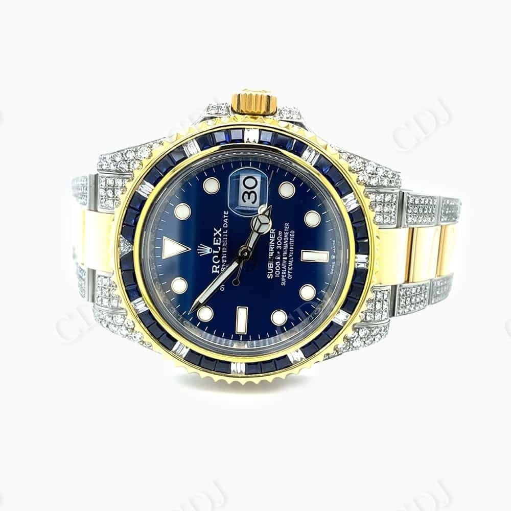 Custom Blue Dial Rolex Diamond Watch  customdiamjewel   