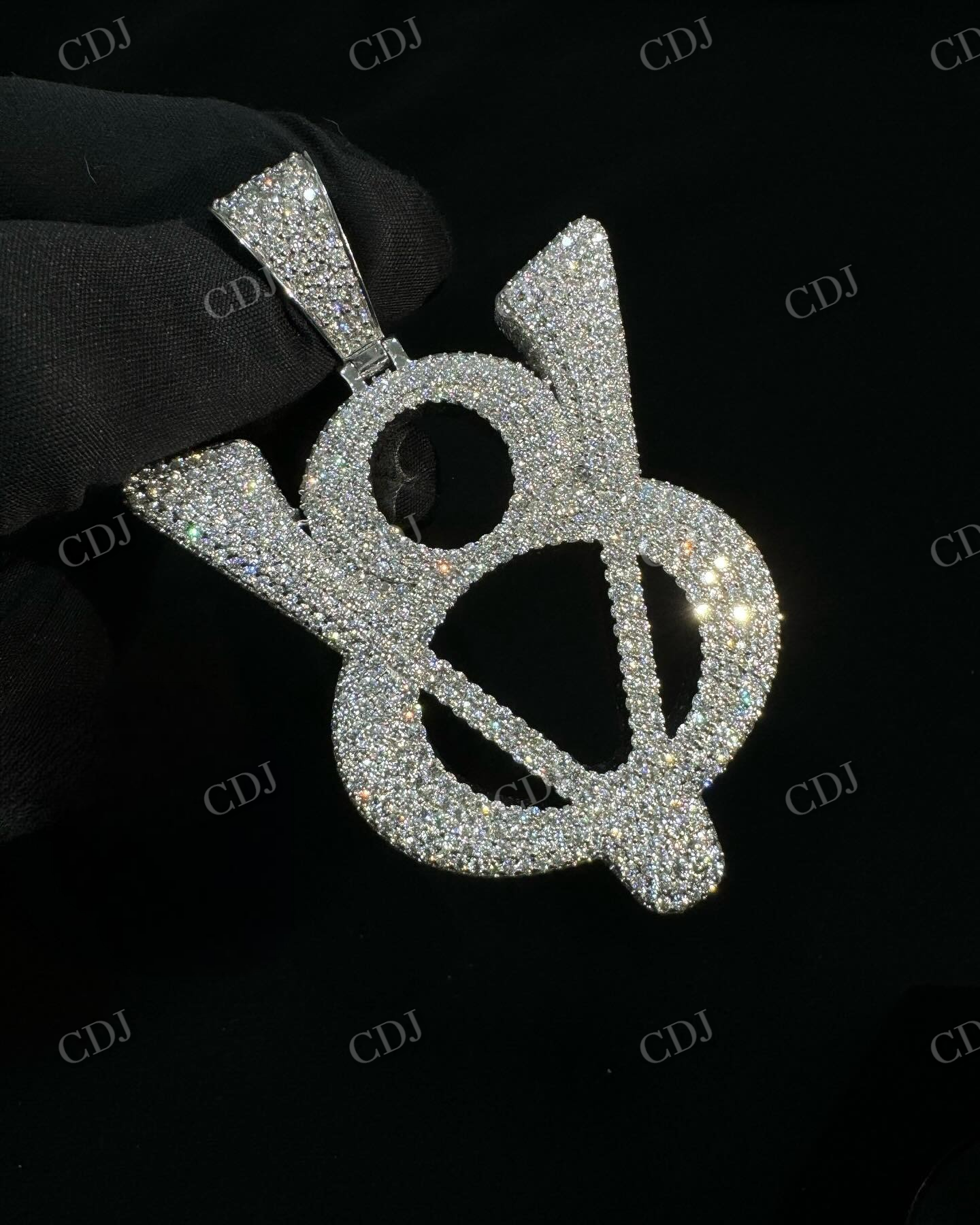 8V Letter Iced Out Moissanite Diamond Pendant  customdiamjewel   