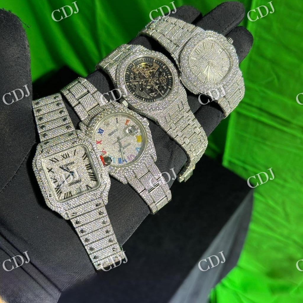 Trendy 41mm Full Iced Out Diamond Studded Watch hip hop jewelry customdiamjewel   