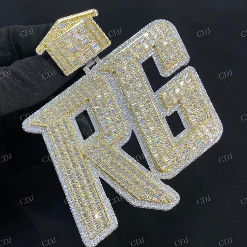 925 Silver Yellow Gold Plated RG Pendant hip hop jewelry CustomDiamJewel   