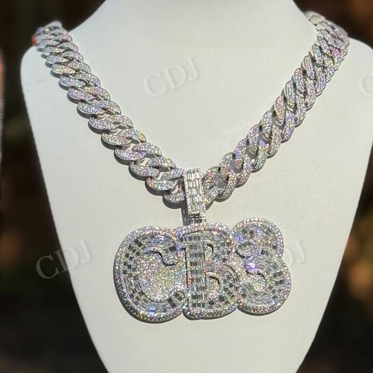 CB3 Latter Super Iced Out Diamond Silver Necklace  customdiamjewel   