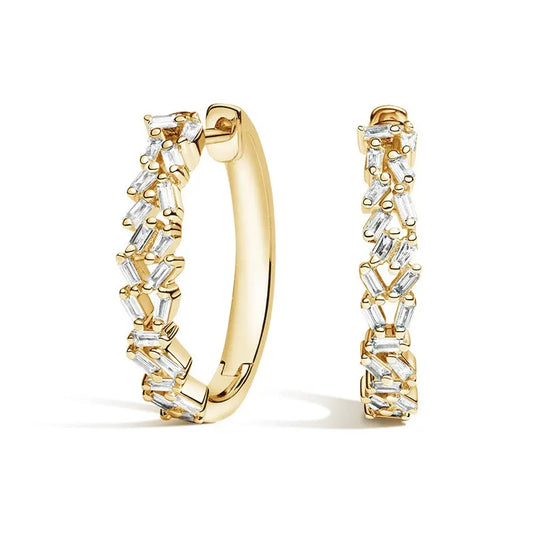 2.50CTW Cluster Baguette Diamond Hoop Earrings  customdiamjewel 10KT Yellow Gold VVS-EF