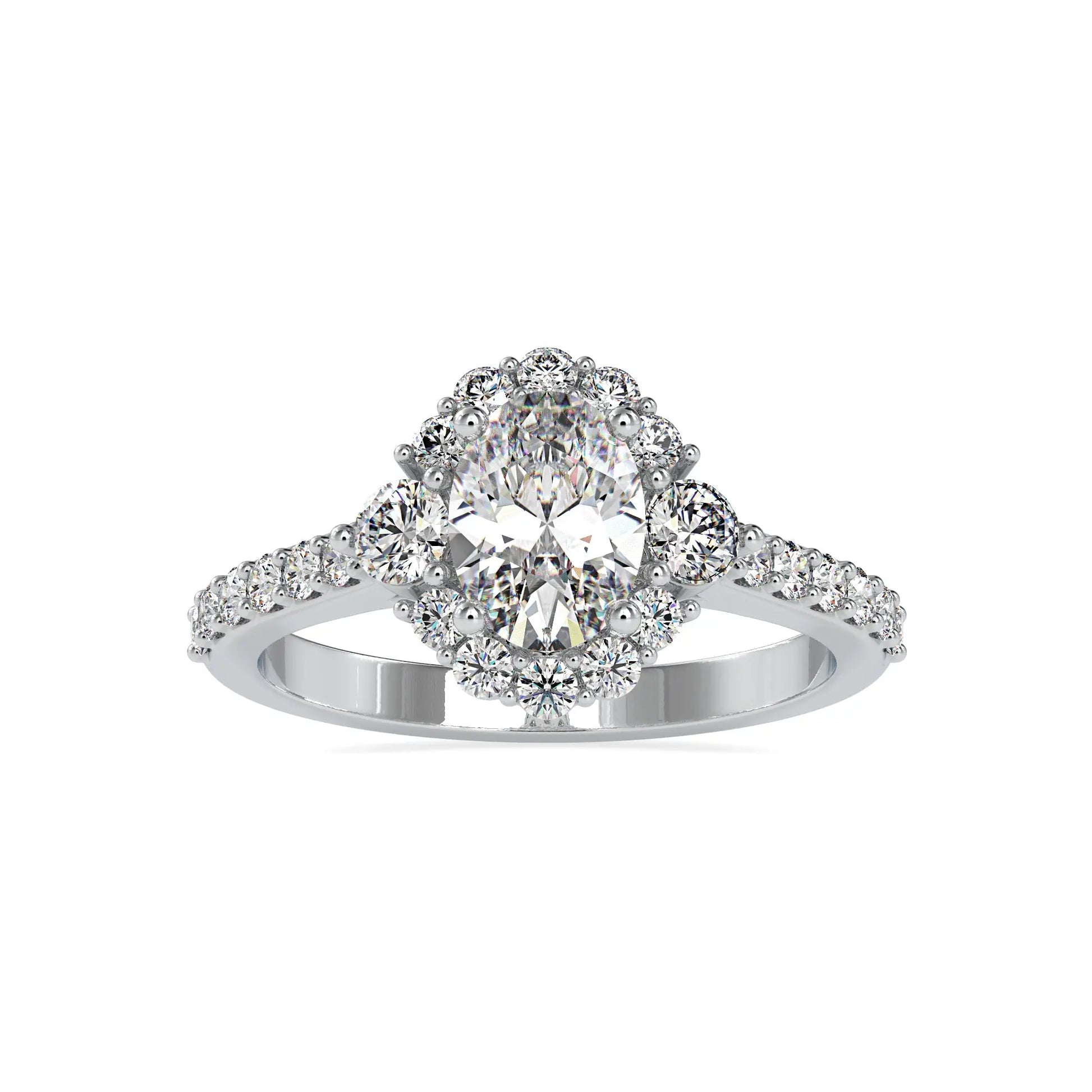 1.72CT Oval Cut Cluster Diamond Ring  customdiamjewel 10KT White Gold VVS-EF