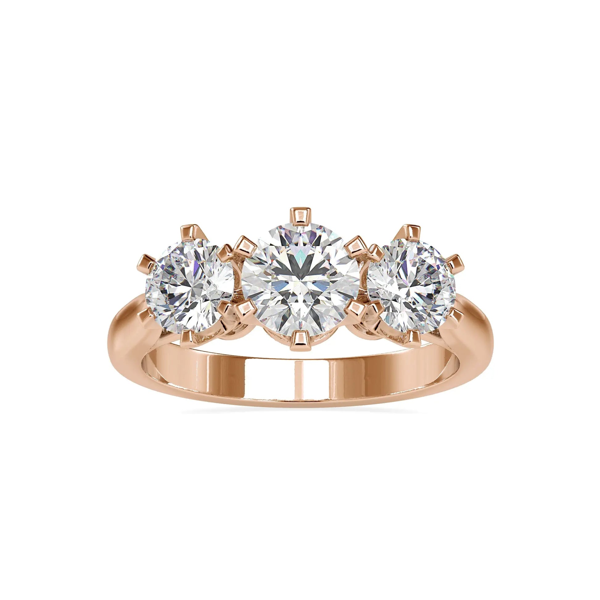 1.95CT Round Cut Three Stone Diamond Ring  customdiamjewel 10KT Rose Gold VVS-EF