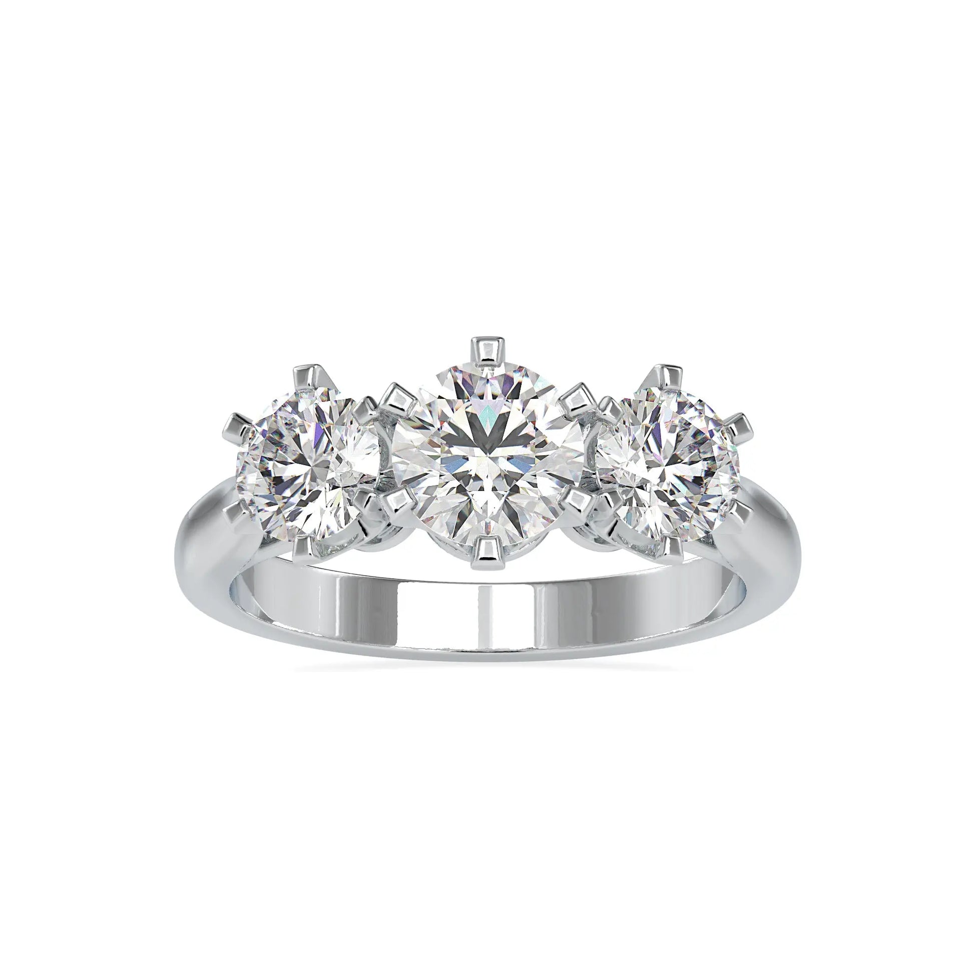 1.95CT Round Cut Three Stone Diamond Ring  customdiamjewel 10KT White Gold VVS-EF