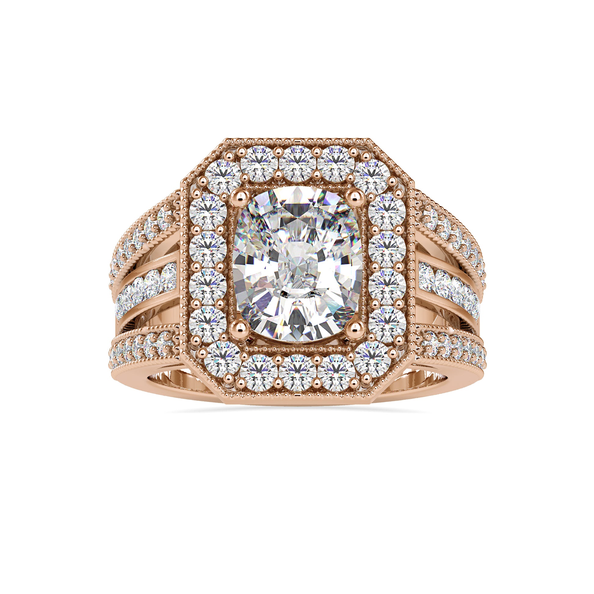 3.82CTW Cluster Diamond Engagement Ring  customdiamjewel 10KT Rose Gold VVS-EF
