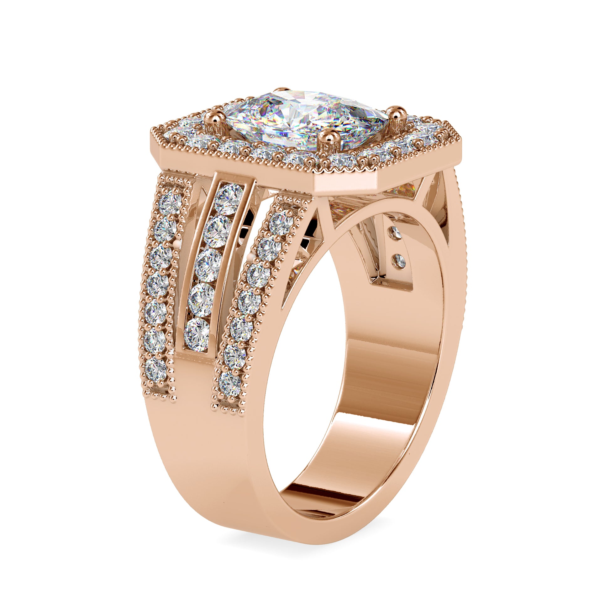 3.82CTW Cluster Diamond Engagement Ring  customdiamjewel   