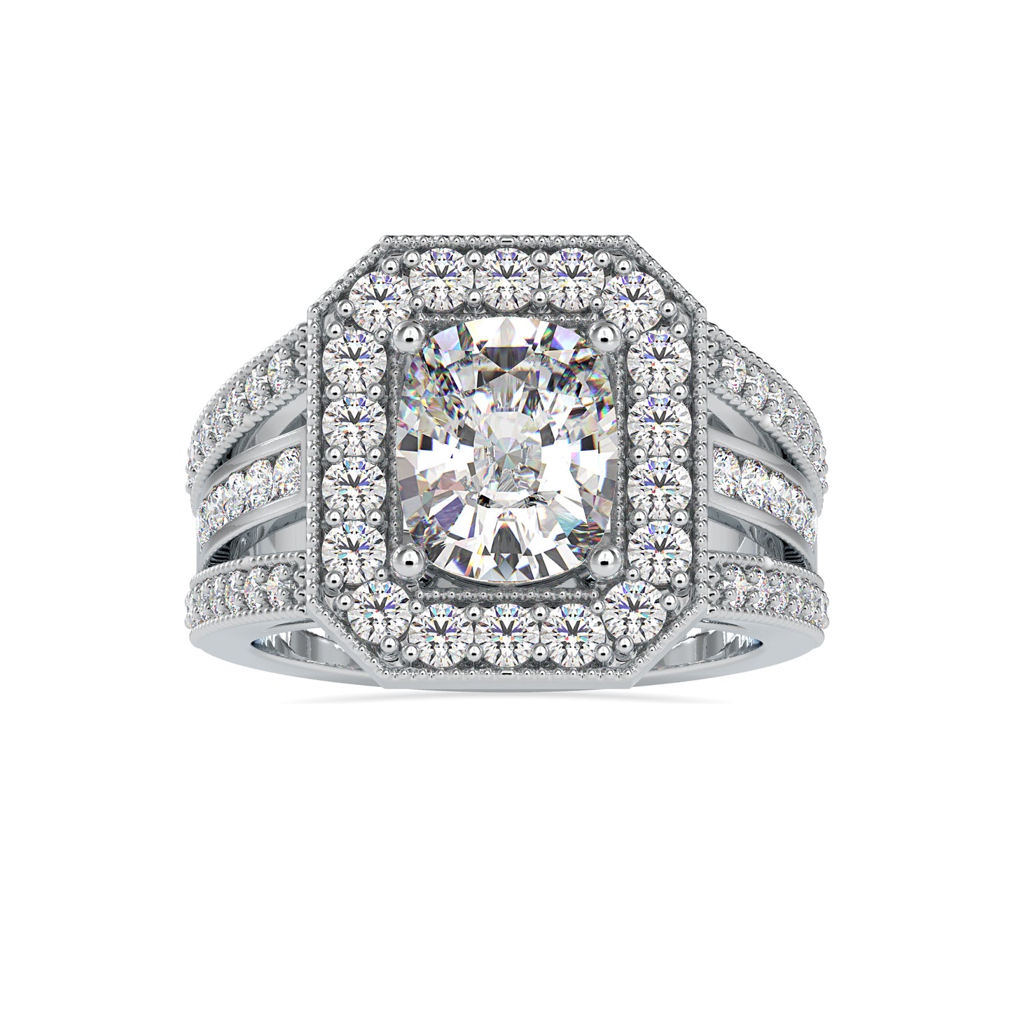 3.82CTW Cluster Diamond Engagement Ring  customdiamjewel 10KT White Gold VVS-EF