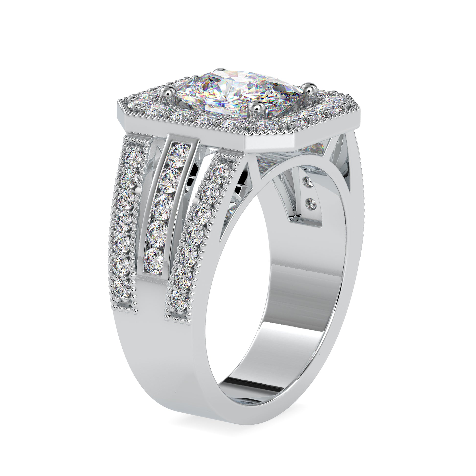 3.82CTW Cluster Diamond Engagement Ring  customdiamjewel   