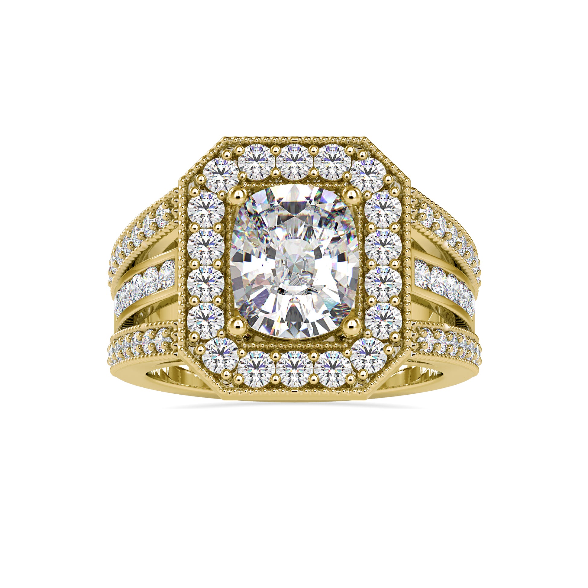 3.82CTW Cluster Diamond Engagement Ring  customdiamjewel 10KT Yellow Gold VVS-EF