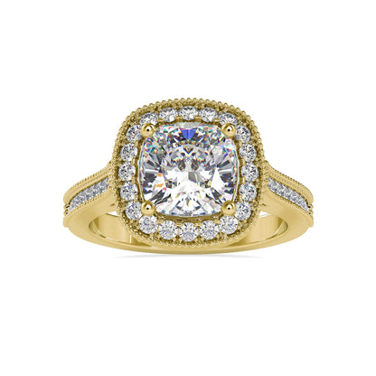 2.96CTW Cushion Diamond Halo Ring  customdiamjewel 10KT Yellow Gold VVS-EF