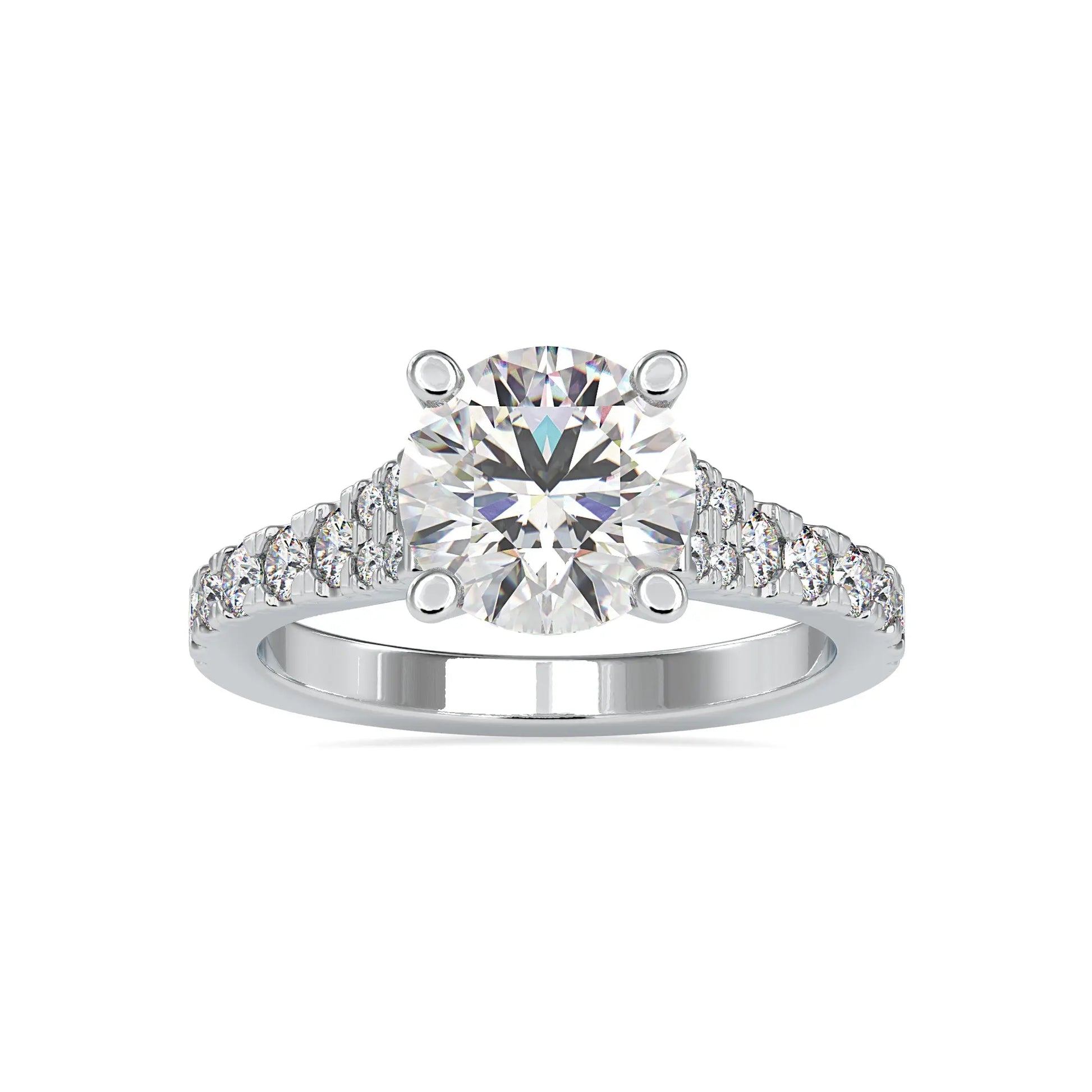 2.91CTW Round Cut Hidden Diamond Engagement Ring  customdiamjewel 10KT White Gold VVS-EF