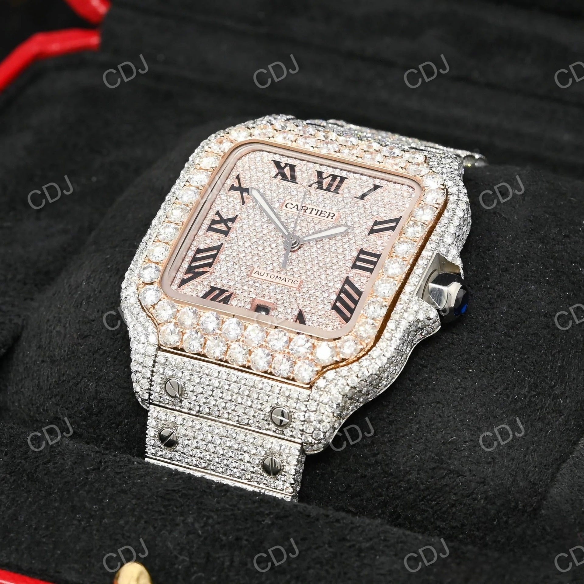 Cartier Two Tone Real Diamond Hip Hop Watch  customdiamjewel   