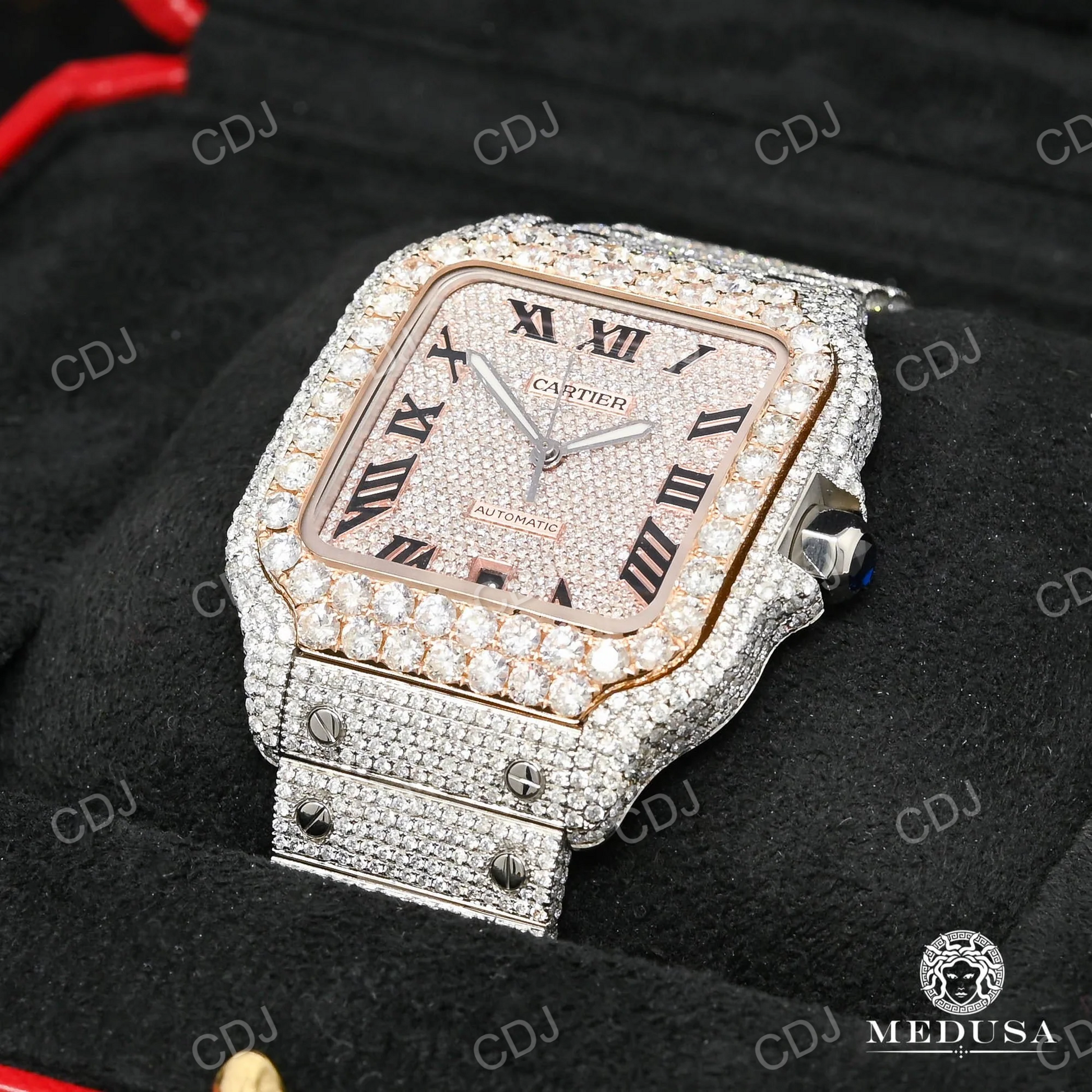 Cartier Two Tone Real Diamond Hip Hop Watch  customdiamjewel   