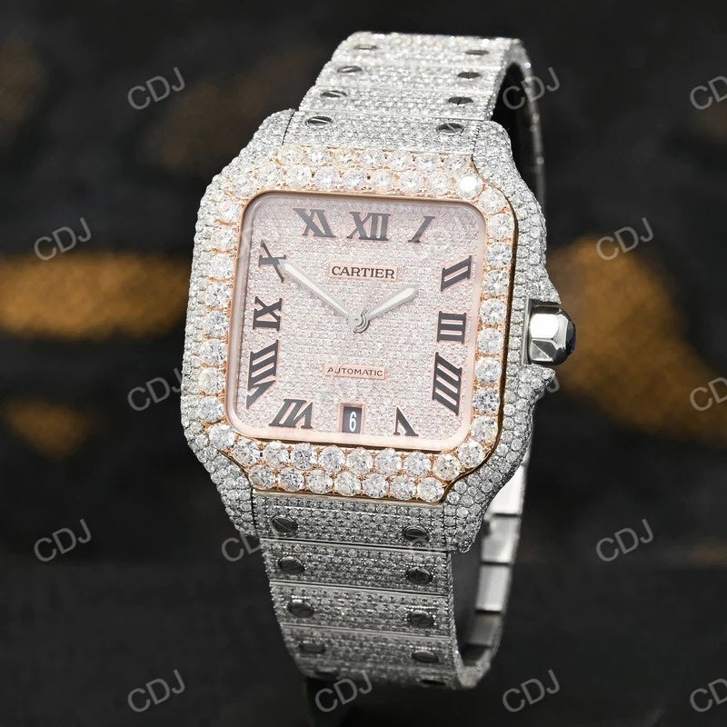 Cartier Two Tone Real Diamond Hip Hop Watch  customdiamjewel   