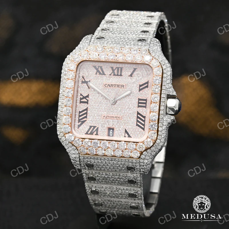 Cartier Two Tone Real Diamond Hip Hop Watch  customdiamjewel   