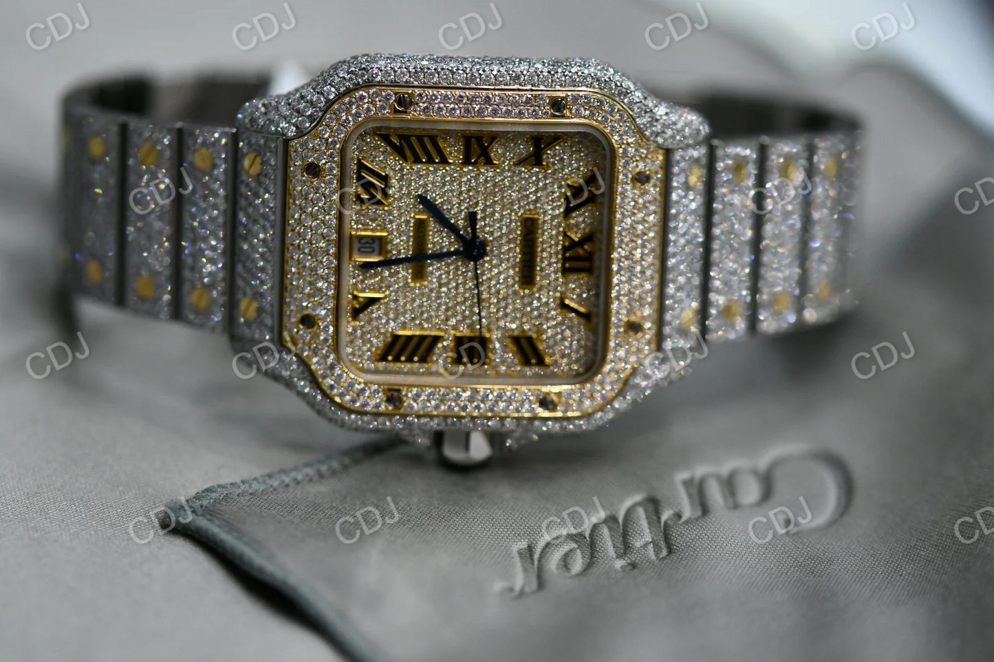 Cartier Two tone iced out Diamond Watch (25 CTW Approx.)  customdiamjewel   