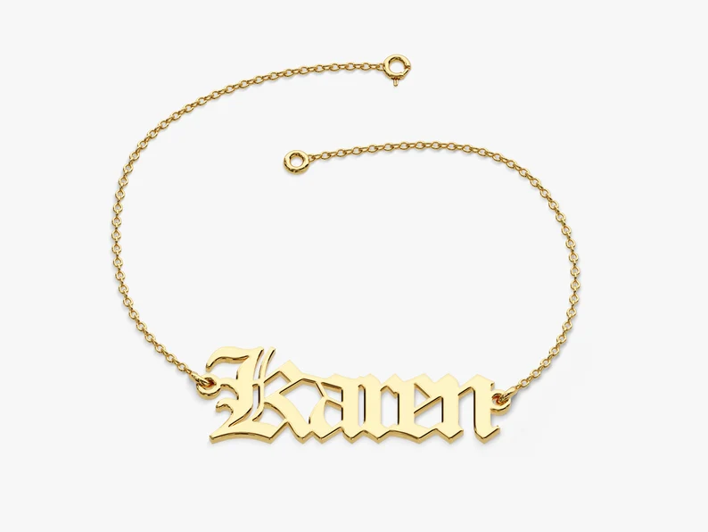 Unique Custom Name Bracelet in Yellow Gold  customdiamjewel   