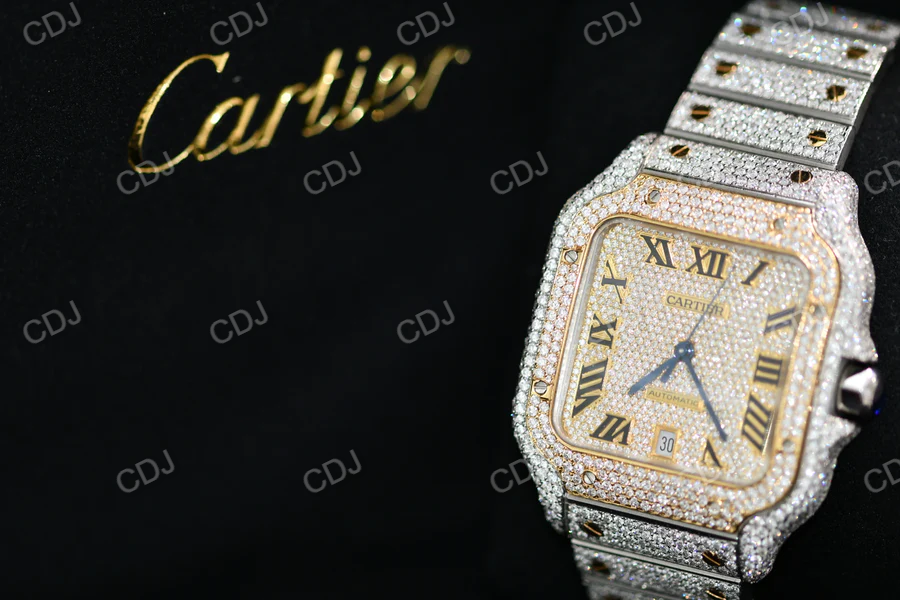 Cartier Two tone iced out Diamond Watch (25 CTW Approx.)  customdiamjewel   