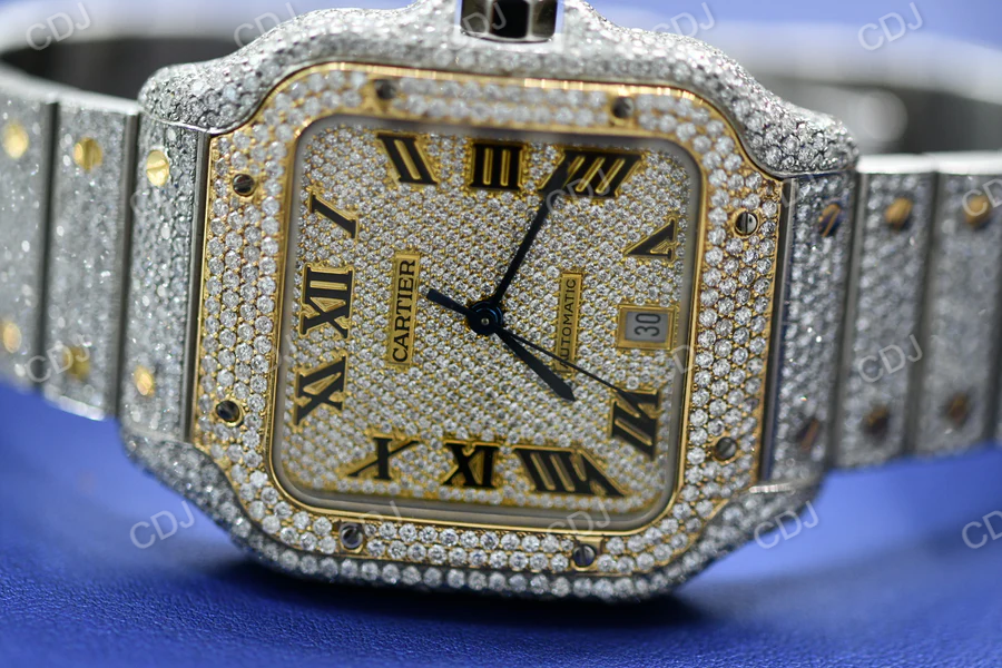 Cartier Two tone iced out Diamond Watch (25 CTW Approx.)  customdiamjewel   