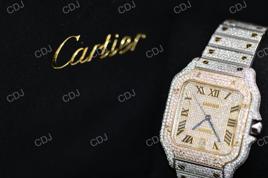 Cartier Two tone iced out Diamond Watch (25 CTW Approx.)  customdiamjewel   