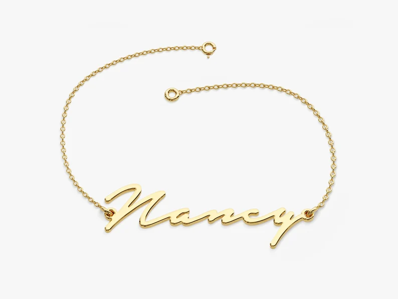 Unique Custom Name Bracelet in Yellow Gold  customdiamjewel   