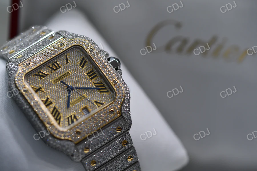 Cartier Two tone iced out Diamond Watch (25 CTW Approx.)  customdiamjewel   