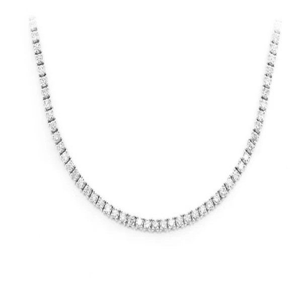 Round Diamond Pave set Tennis Silver Necklace  customdiamjewel   