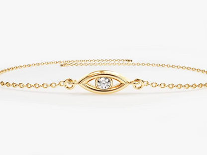 Natural Diamond Evil Eye Bracelet  customdiamjewel 10 KT Solid Gold Yellow Gold VVS-EF