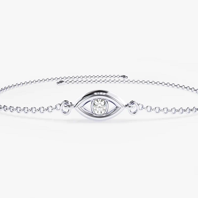 Natural Diamond Evil Eye Bracelet  customdiamjewel 10 KT Solid Gold White Gold VVS-EF