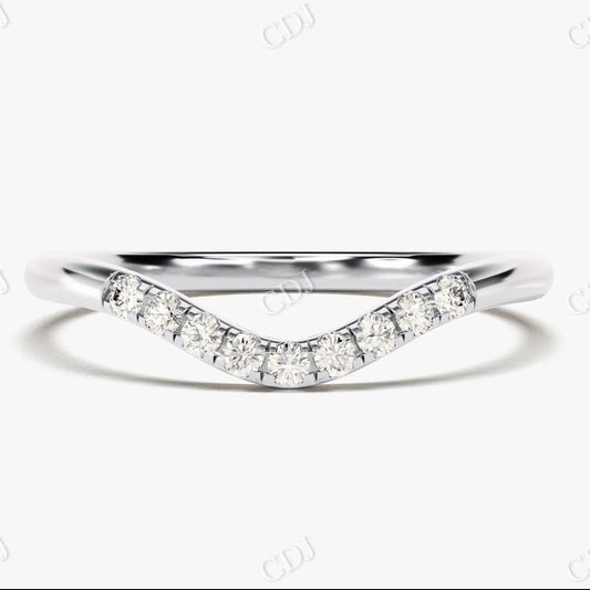 0.15CTW Curved Lab Grown Diamond Band in 14k Solid Gold  customdiamjewel 10KT White Gold VVS-EF