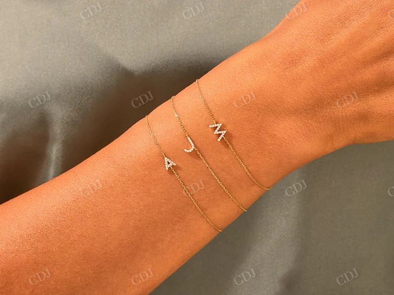 14k Solid Gold Simple Moissanite Name Bracelet  customdiamjewel   