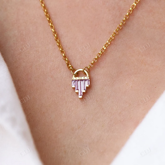 Lilac Sapphires Diamond Necklace  customdiamjewel 10KT Yellow Gold VVS-EF